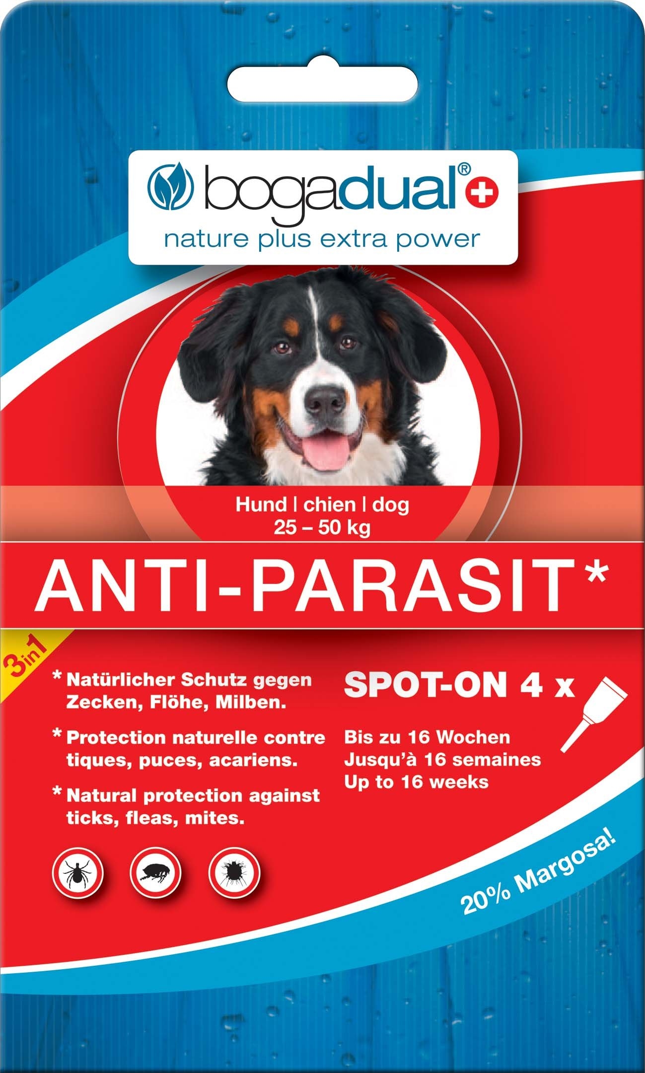 BOGAR bogadual ANTI-PARASIT SPOT-ON, pes, 25-50 kg, 4x 2,5 ml
